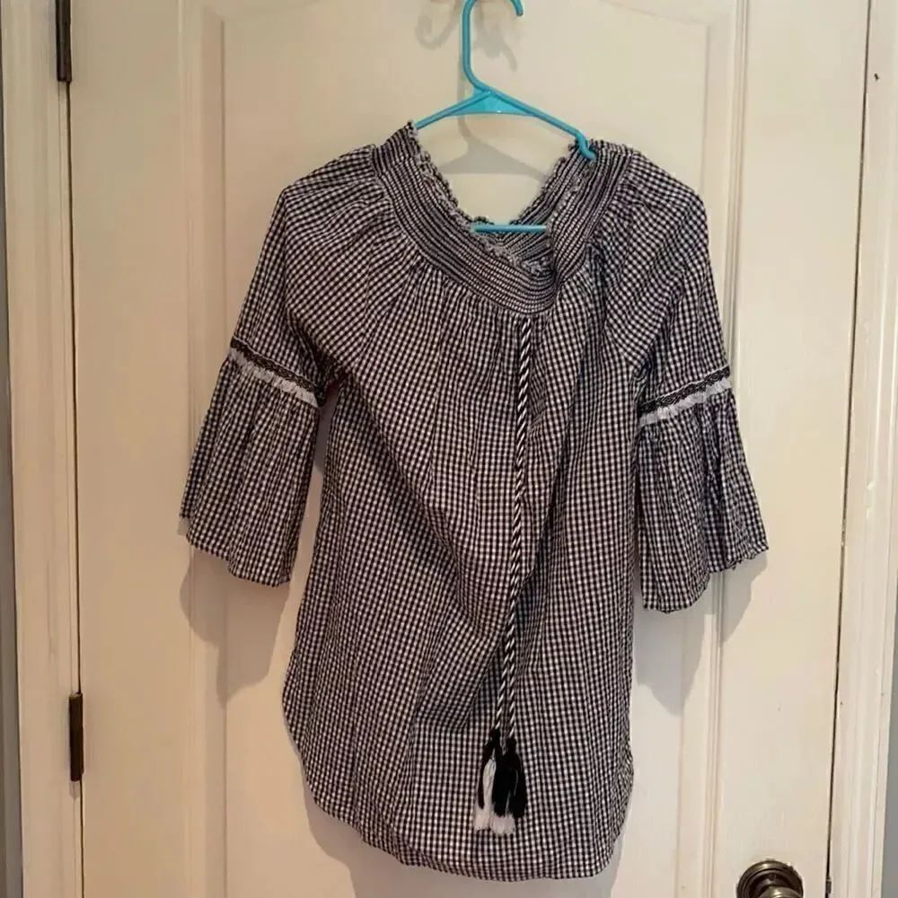 Blue gingham top M 